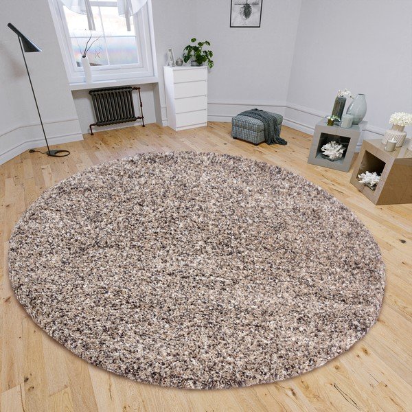 Bež okrugli tepih ø 120 cm Shag – Hanse Home-image-1