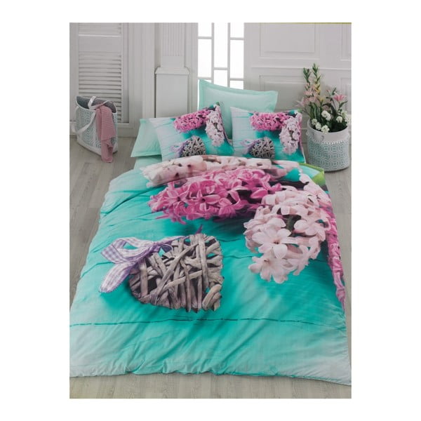 Pamučna posteljina s plahtama za bračni krevet Celine, 200 x 220 cm