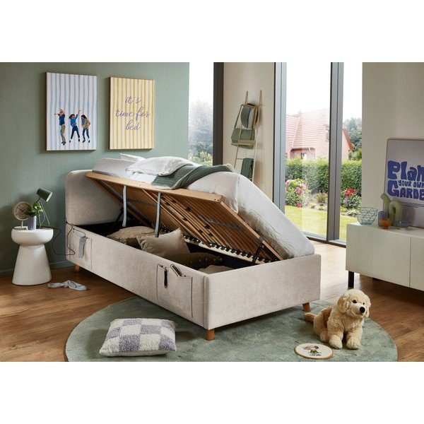 Bež dječji krevet s prostorom za odlaganje s podnicom 90x200 cm Cosy – Meise Möbel-image-2