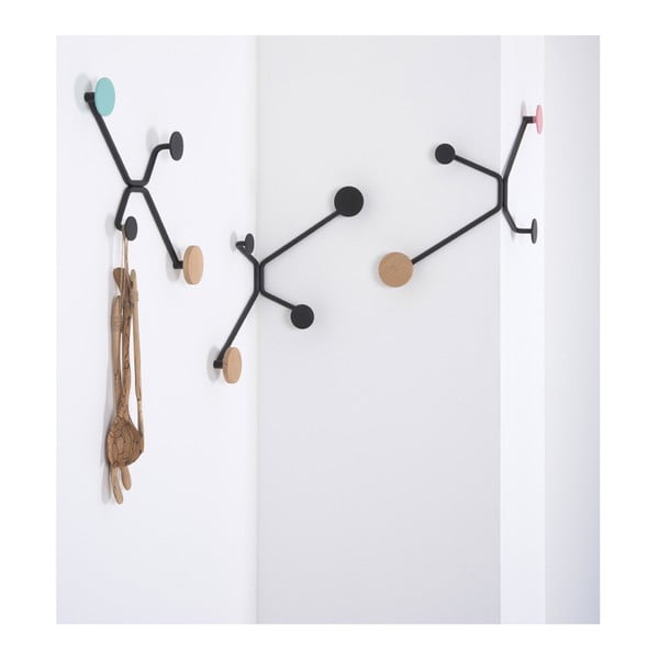 Crni stalak za kapute za vanjski kutu s ružičastim detaljem Gazzda Hook-image-4