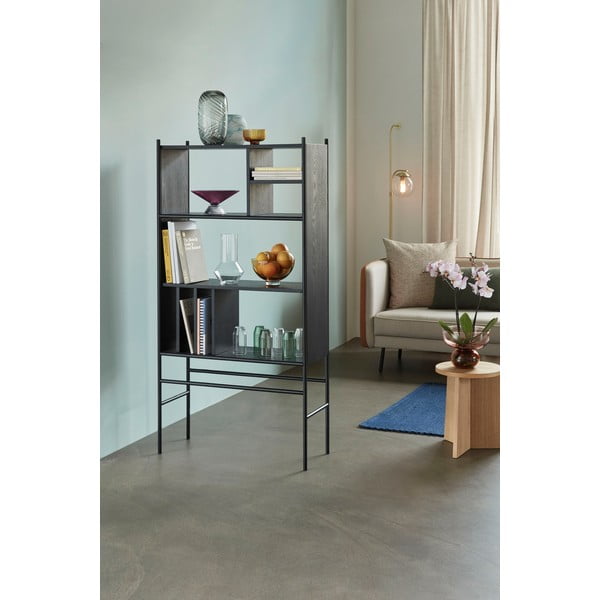 Crni ormar za knjige od jasenovog drveta Hübsch Divide , 79 x 160 cm-image-2