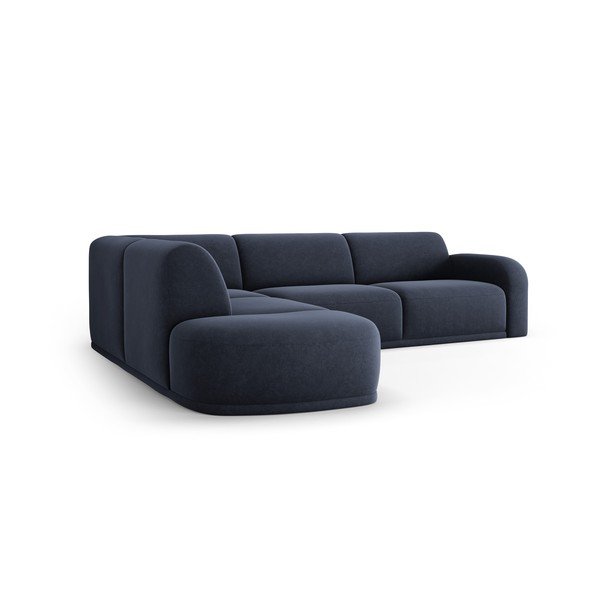 Tamno plava baršunasti kutna garnitura Erin – Micadoni Home-image-3