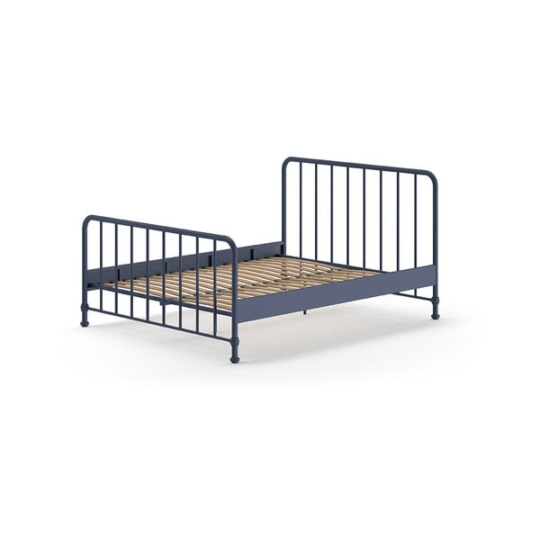 Plavi metalni bračni krevet s podnicom 160x200 cm BRONXX – Vipack-image-2