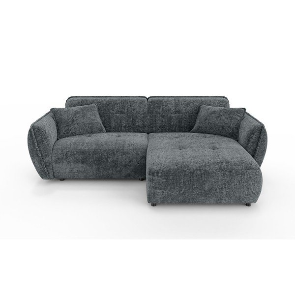 Tamno siva kutna garnitura od šenila (s desnim kutom/s ležaljkom) Nelia – Ropez