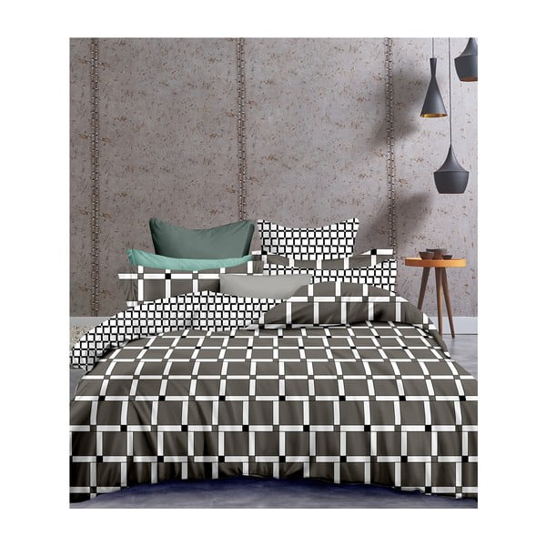 Crno-bijela dvostrana posteljina za krevete za jednu osobu od mikrovlakana DecoKing Hypnosis Wall, 200 x 135 cm