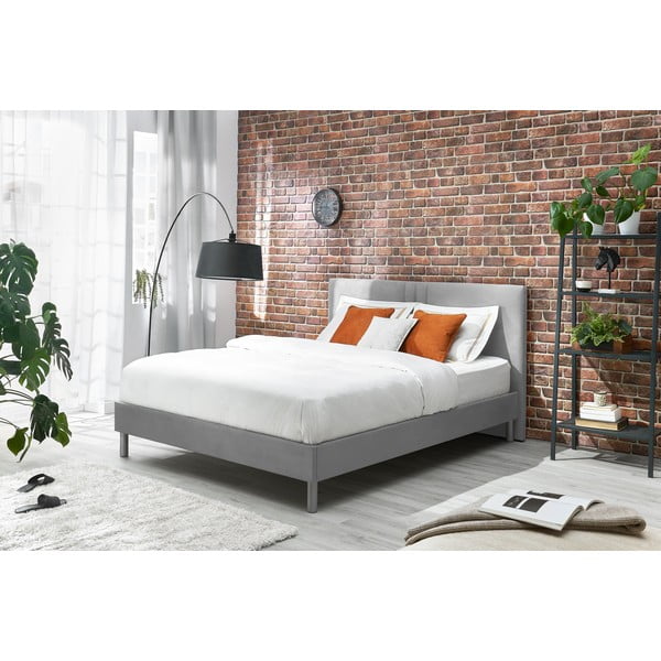 Svijetlo sivi tapecirani bračni krevet s podnicom 180x200 cm Kerry - Bobochic Paris-image-1