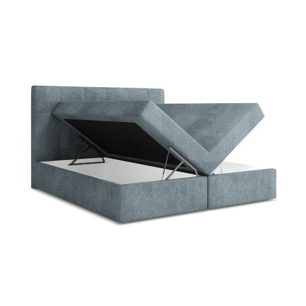 Svijetlo plavi boxspring krevet s prostorom za odlaganje 140x200 cm Palta – Makamii-image-1