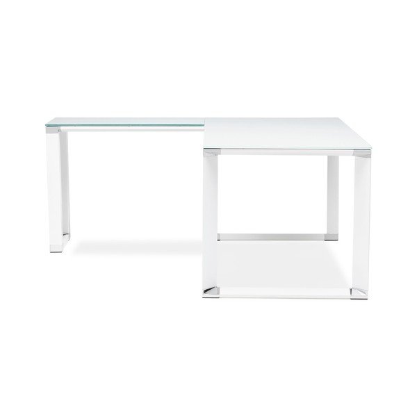 Bijeli kutni radni stol sa staklenom pločom Kokoon Warner-image-3
