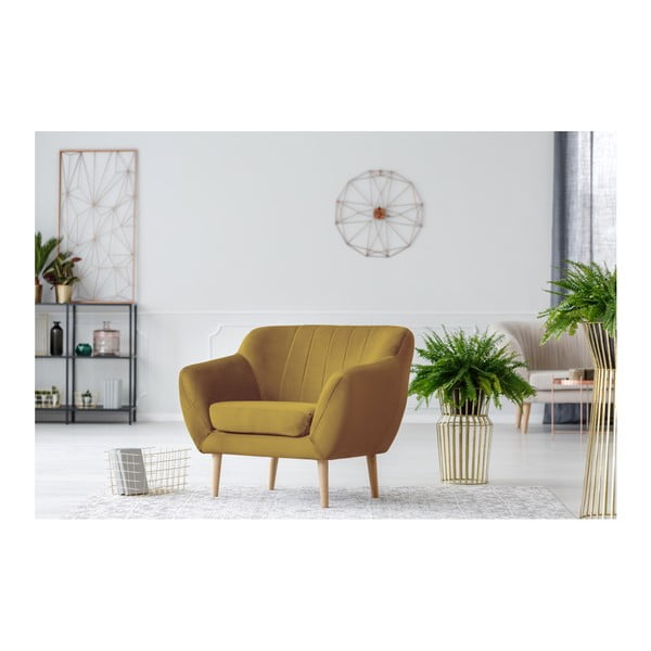 Senf žuta fotelja Mazzini Sofas Benito-image-3