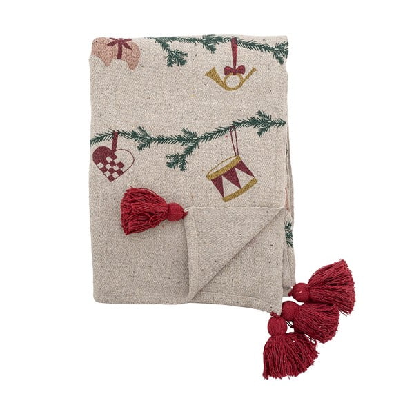 Krem deka s božićnim motivom 130x160 cm Yule – Bloomingville