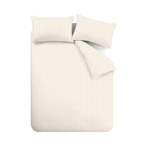 Bež/krem flanelska posteljina za bračni krevet/za produženi krevet 230x220 cm Stripe – Catherine Lansfield