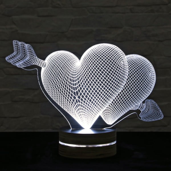 3D stolna lampa Dva srca