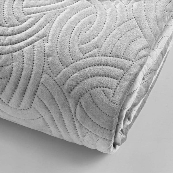 Sivi set prekrivača i jastučnice od samta 240x260 cm Solange – douceur d'intérieur-image-2