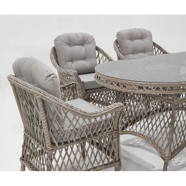 Svijetlo sivi vrtni blagovaonski set od umjetnog ratana za 6 osoba Nova – Floriane Garden-image-2