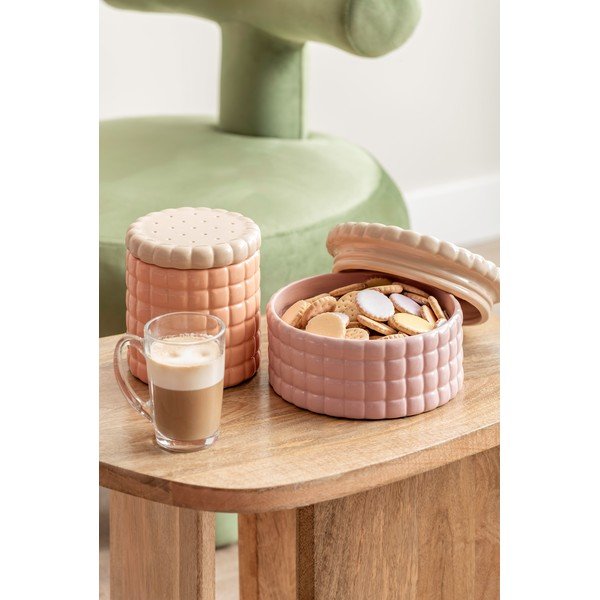 Svijetlo ružičasta dekorativna keramička kutija za pohranu ø 20x10 cm Biscuit Box – PT LIVING-image-1