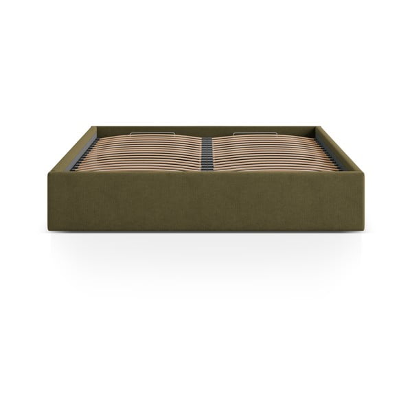 Zeleni tapecirani bračni krevet s prostorom za odlaganje/bez uzglavlja s podnicom 160x200 cm Susan – Micadoni -image-2