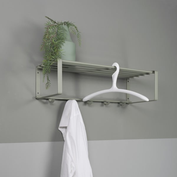 Prljavo zelena metalna zidna vješalica s policom 70 cm Rex – Spinder Design-image-3