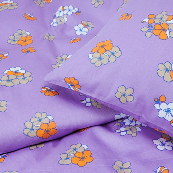 Posteljina za krevet za jednu osobu od pamučnog satena u boji lavande 140x220 cm Grand Pleasantly – JUNA-image-2