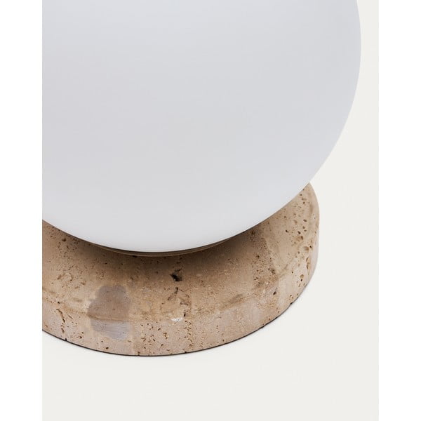 Bijela stolna lampa sa staklenim sjenilom (visina 22 cm) Malachi – Kave Home-image-4