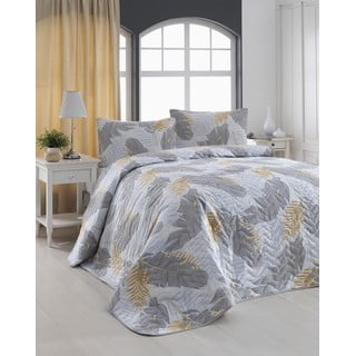 Set prošivenog prekrivača i 2 jastučnice Eponj Home Altin Yaprak Grey, 200 x 220 cm