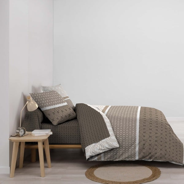 Smeđa pamučna posteljina za bračni krevet/za produženi krevet s uključenom plahtom/6-dijelna 240x220 cm Pacha – douceur d'intérieur-image-1