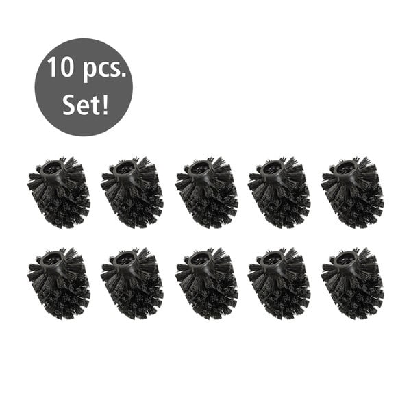 Crne plastične zamjenske glave za WC četke u setu 10 kom Ø8cm – Wenko