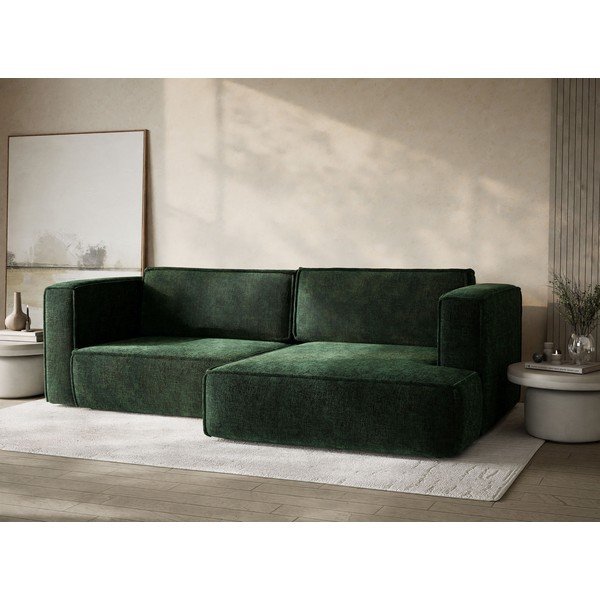 Tamno zelena sklopiva/s prostorom za odlaganje kutna garnitura od šenila (s desnim kutom/s ležaljkom) Velto – Maison de Rêve-image-4