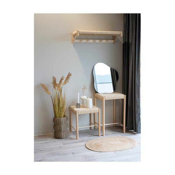 Zidna vješalica od masivne topole u prirodnoj boji s policom Abano – House Nordic-image-1