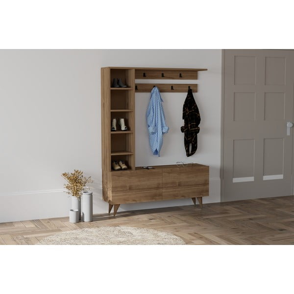 Garnitura za hodnik u dekoru oraha u prirodnoj boji Hale - Kalune Design-image-1