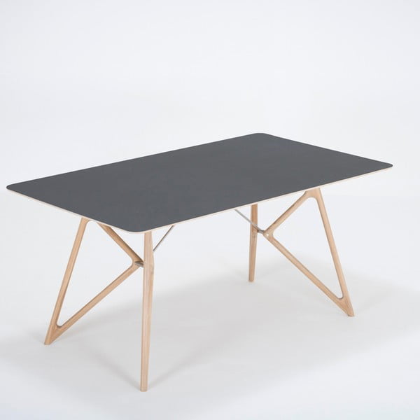 Blagovaonski stol od punog hrasta s crnom pločom Gazzda Tink, 160 x 90 cm