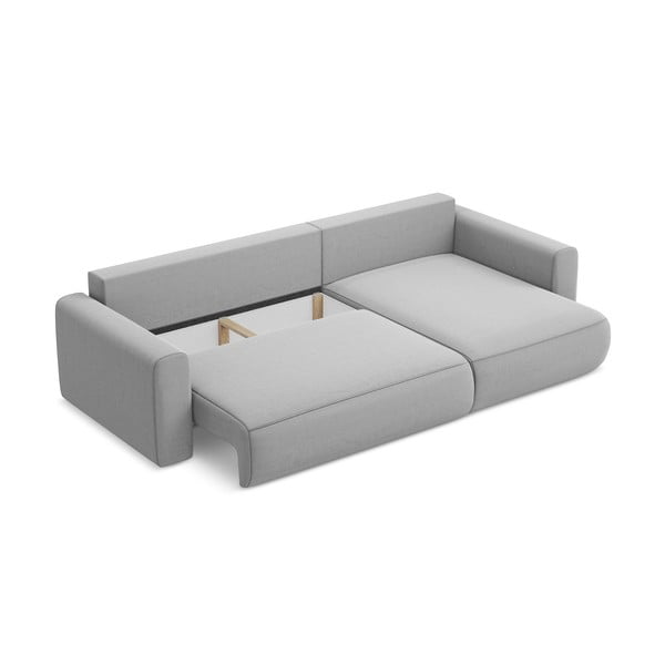 Svijetlo siva baršunasti sklopiva/s prostorom za odlaganje kutna garnitura (s desnim kutom/s ležaljkom) Kapua – Makamii-image-3