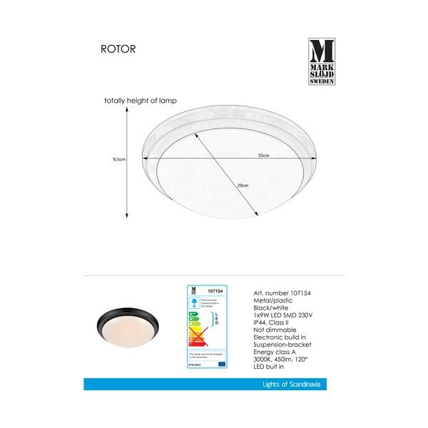 Crna stropna svjetiljka Markslöjd Rotor, ø 35 cm-image-1