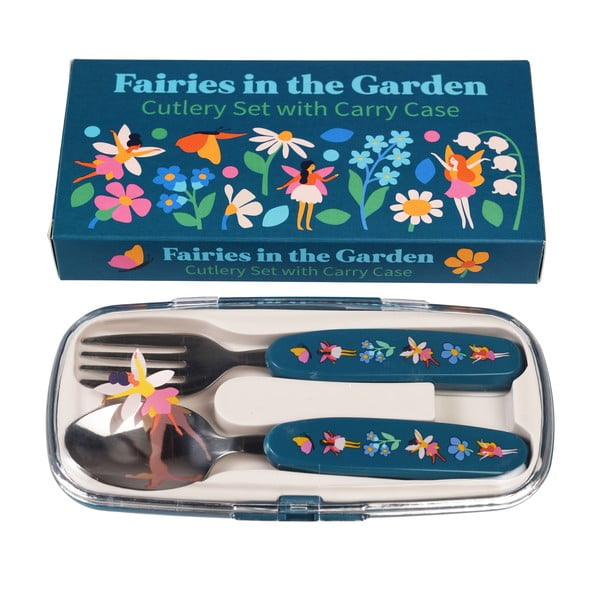 Plavi dječji pribor za jelo 2 kom od nehrđajućeg čelika Fairies in the Garden – Rex London-image-2