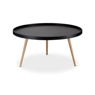Crni stolić s nogama od bukovog drveta Furnhouse Opus, Ø 90 cm