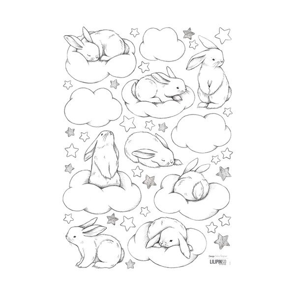 Naljepnice 30x42 cm Bunnies, Clouds And Stars – Lilipinso