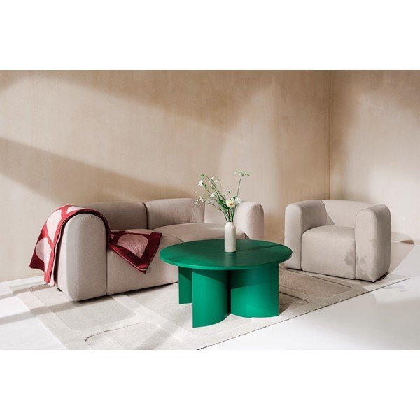 Zeleni okrugao stolić za kavu s pločom stola u dekoru jasena ø 95 cm Gavo – noo.ma-image-2