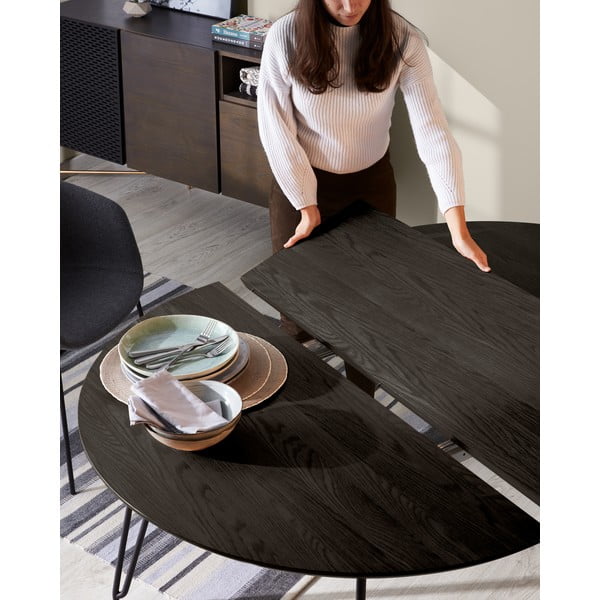 Okrugli proširivi blagovaonski stol s pločom stola u dekoru jasena ø 120 cm Norfort – Kave Home-image-2