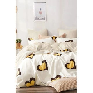 Žuta  posteljina za bračni krevet/za produženi krevet od renforce pamuka s uključenom plahtom/4-dijelna 200x220 cm Double Heart – Mila Home