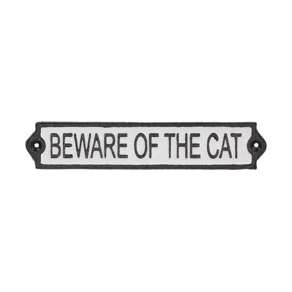 Ukrasni znak od lijevanog željeza 26x5 cm Beware of the Cat – Esschert Design