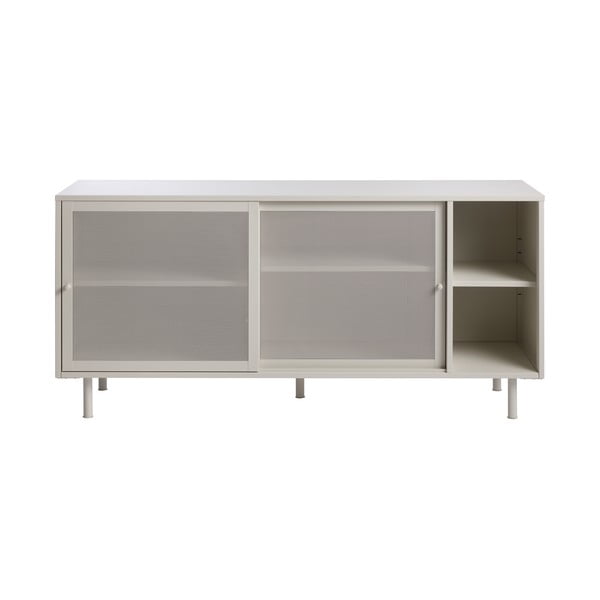 Siva metalna komoda s kliznim vratima 160x75x47 cm Veep – Unique Furniture
