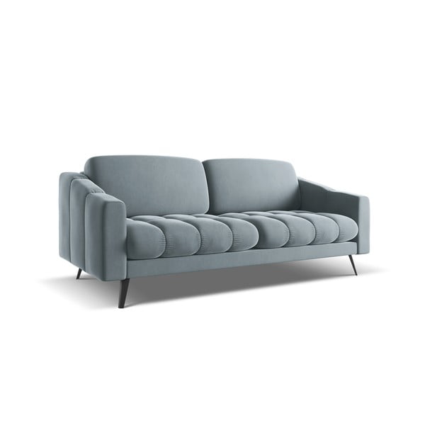 Svijetlo plava baršunasti sofa 202 cm Nalu – Makamii-image-2