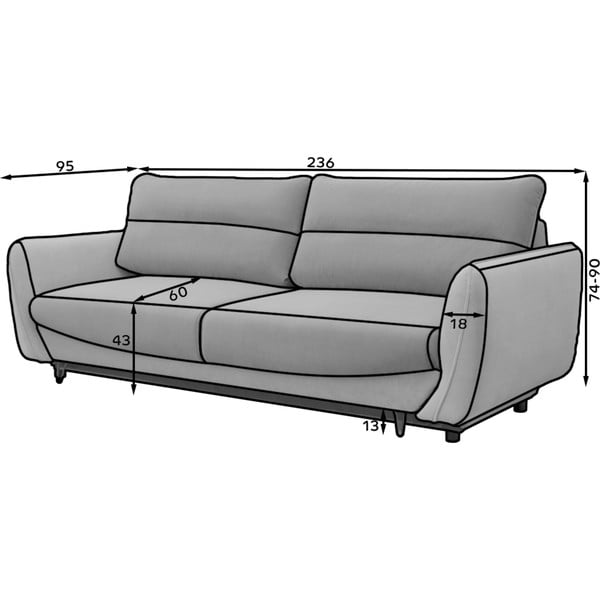 Crna sklopiva/s prostorom za odlaganje sofa od šenila 236 cm Silva – ELTAP-image-4
