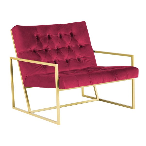 Ružičasta fotelja s dizajnom u zlatnoj boji Mazzini Sofas Bono