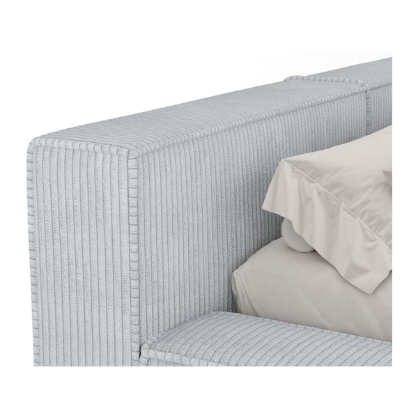 Svijetlo sivi tapecirani bračni krevet s prostorom za odlaganje s podnicom 140x200 cm Voliera – Maison de Rêve-image-4