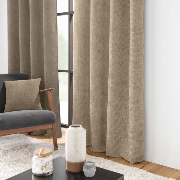 Svjetlo smeđa zavjesa od šenila 140x260 cm Leo – douceur d'intérieur-image-1
