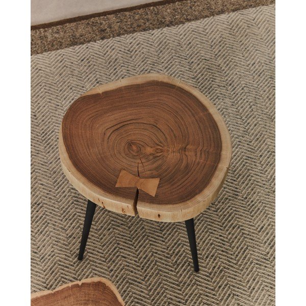 Okrugao pomoćni stol s pločom stola od bagrema 35x35 cm Tanive – Kave Home-image-2