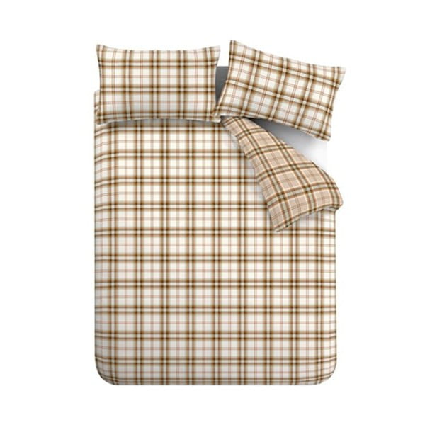 Narančasta/svjetlo smeđa posteljina za bračni krevet/za produženi krevet 230x220 cm Kelso Check – Catherine Lansfield