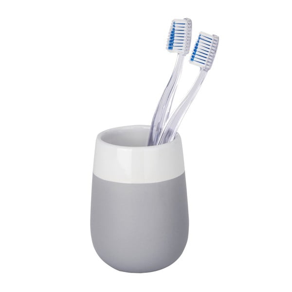 Sivo-bijela keramička čaša za četkice za zube Wenko Matta