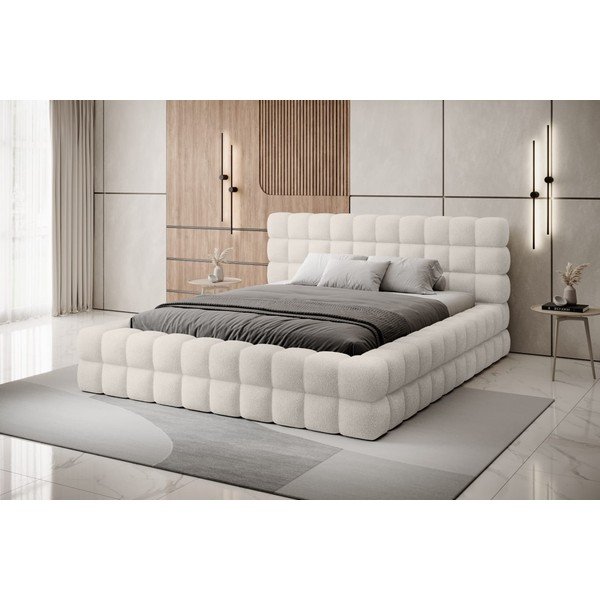 Bijeli tapecirani bračni krevet s prostorom za odlaganje s podnicom 160x200 cm Dizzle – ELTAP-image-1