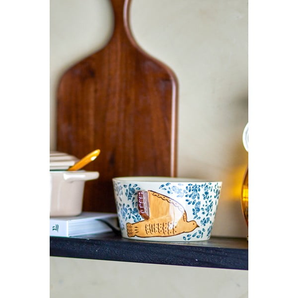 Bijela/plava zdjelica od kamenine 460 ml Hezha – Bloomingville-image-2